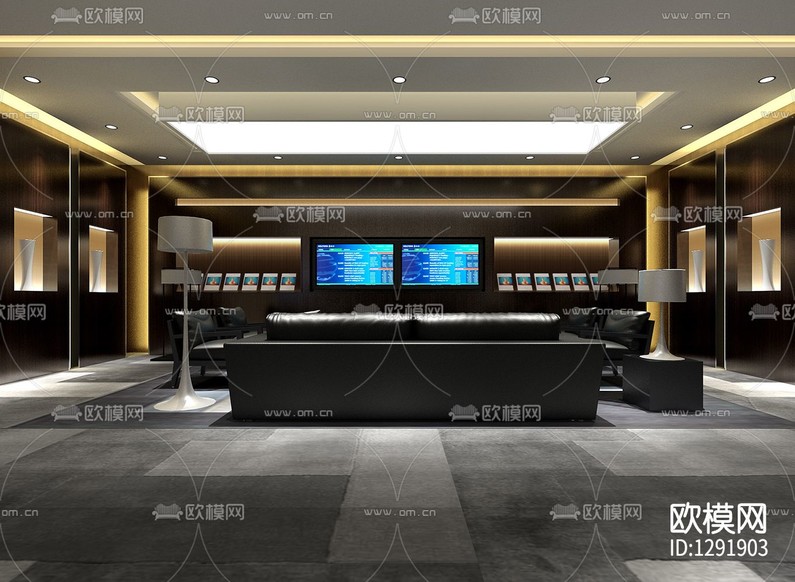 某工商银行室内装饰全套cad施工图下载(渲染图6)