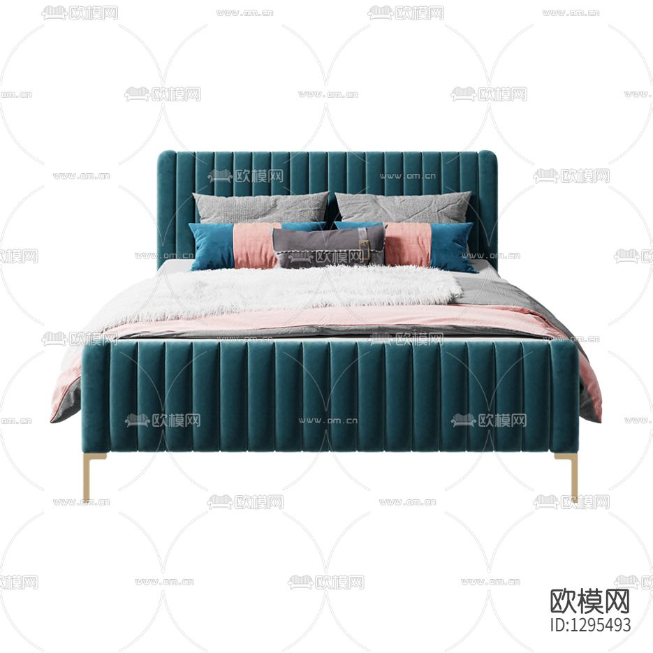 现代轻奢布艺双人床下载