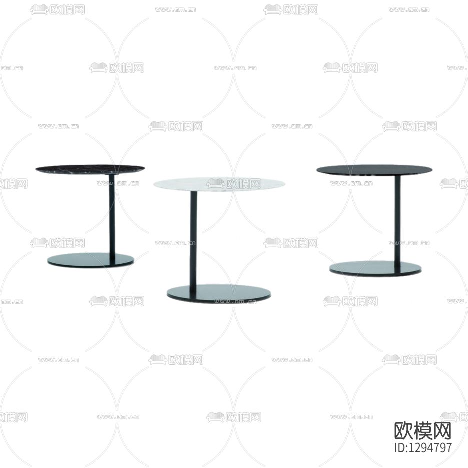 现代极简大理石圆形边几下载