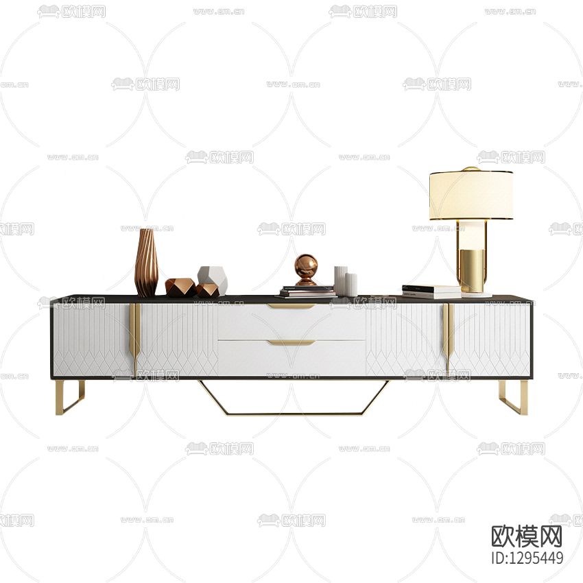 现代轻奢黑色烤漆金属电视柜