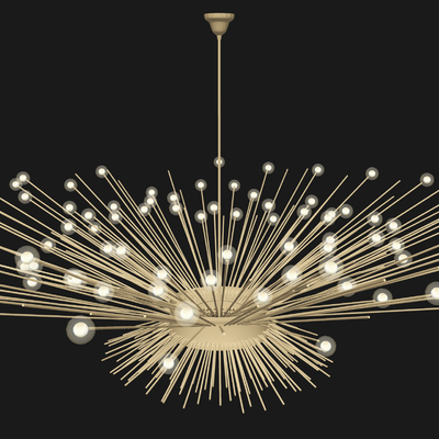 新中式轻奢金属星光吊灯su模型