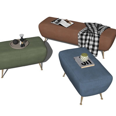  现代布艺脚踏su模型 