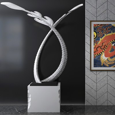 抽象龙尾雕塑摆件3d模型
