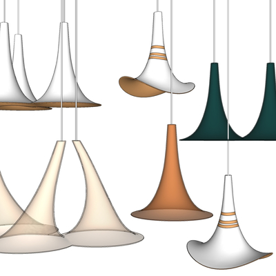  现代喇叭形装饰吊灯su模型 