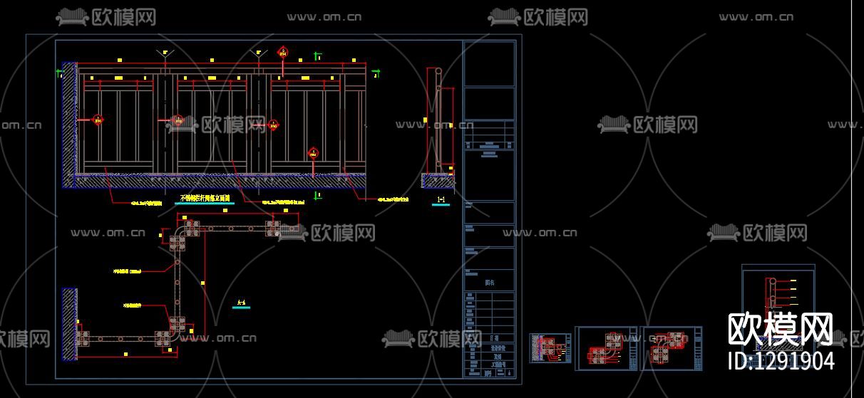 铝合金护栏方案cad施工图下载（渲染图7）