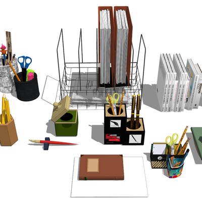  现代办公文具用品su模型 
