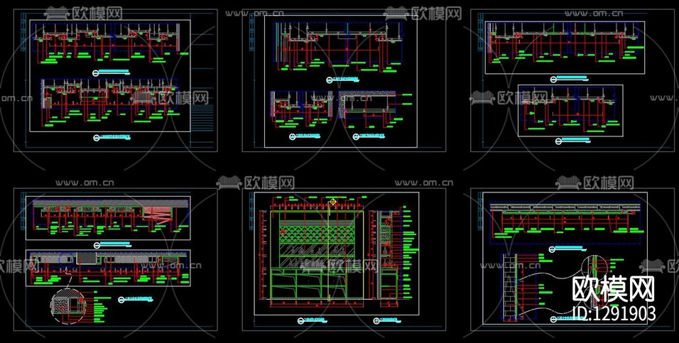 某工商银行室内装饰全套cad施工图下载(渲染图8)