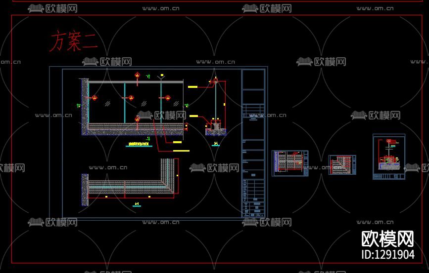 铝合金护栏方案cad施工图下载（渲染图4）
