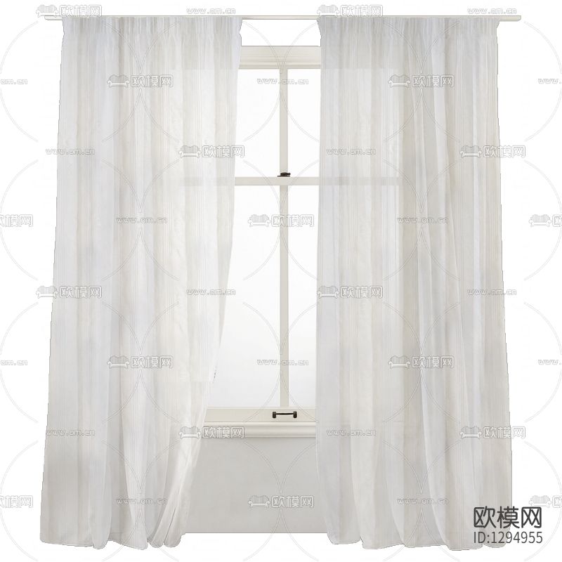 现代简约条纹印花纱帘