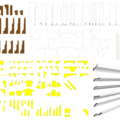  现代石膏线踢脚线角线su模型 