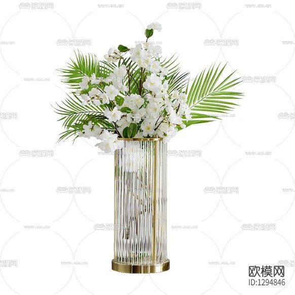 现代简约玻璃合金摆放花艺下载