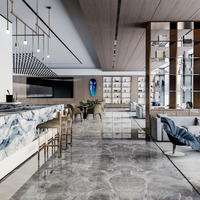  新中式售楼处su模型 