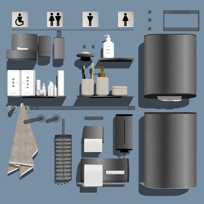  现代卫浴用品su模型 