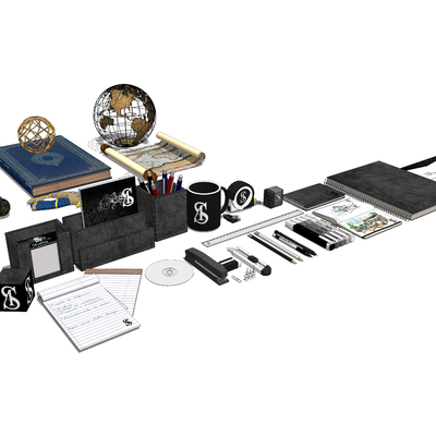 现代办公文具用品su模型 