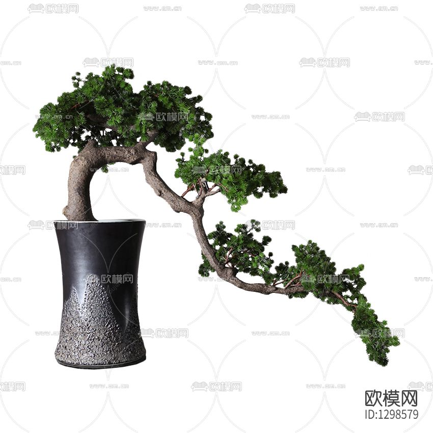 新中式迎客松绿植摆件