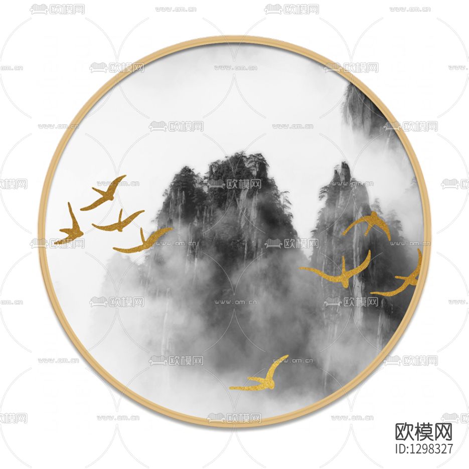 新中式简约山水画装饰画下载