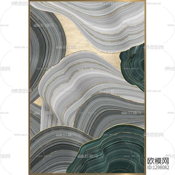 现代轻奢描金抽象油画装饰画下载
