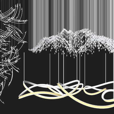 现代轻奢大堂展厅吊灯su模型