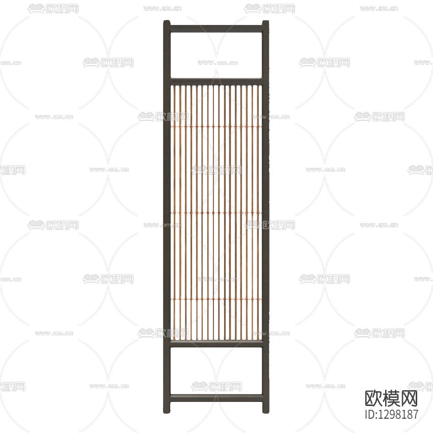 新中式实木格栅屏风下载