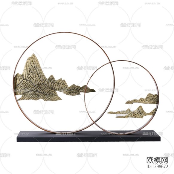 新中式金属山水摆件下载