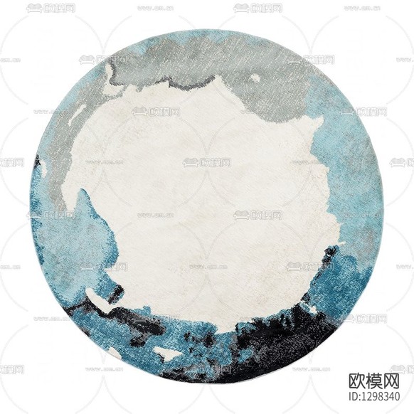 北欧简约圆形水墨地毯下载