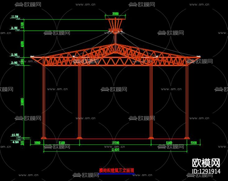 公园六角亭cad节点图下载（渲染图5）