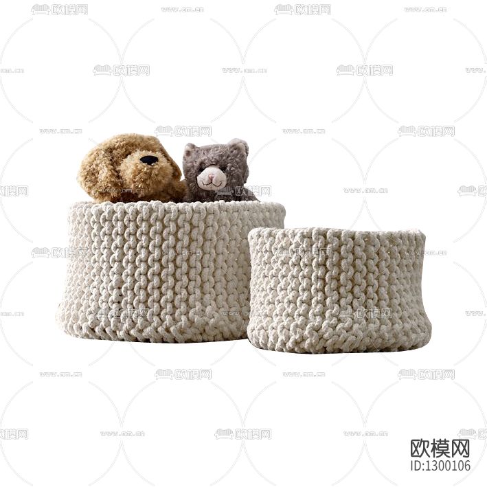 北欧简约绒布编织收纳篮