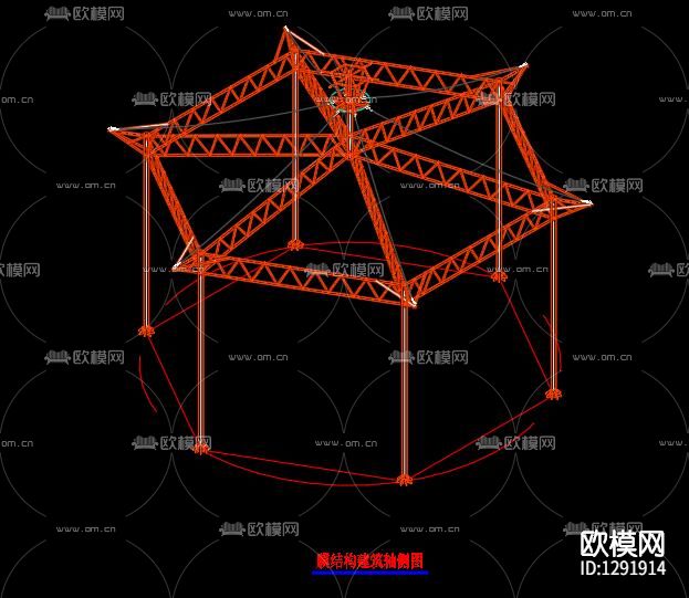 公园六角亭cad节点图下载（渲染图6）