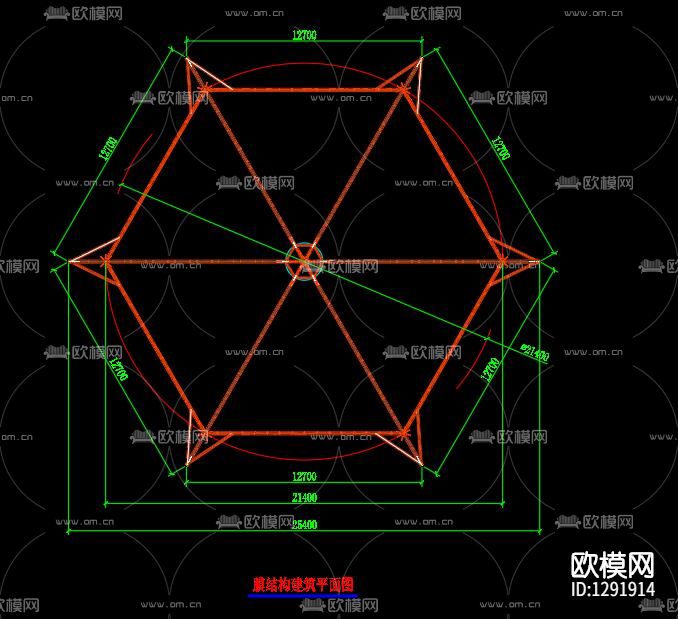 公园六角亭cad节点图下载（渲染图4）