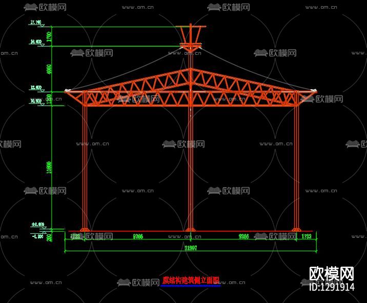 公园六角亭cad节点图下载（渲染图3）