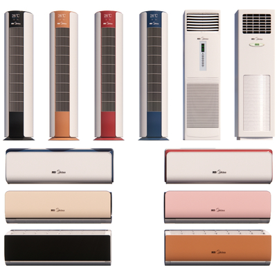  现代立式空调壁挂空调su模型 