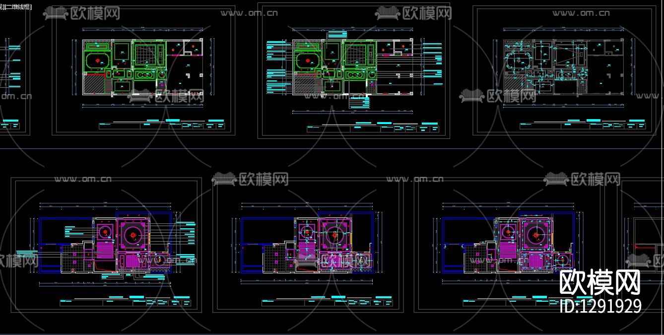 新中式样板房cad施工图下载（渲染图5）