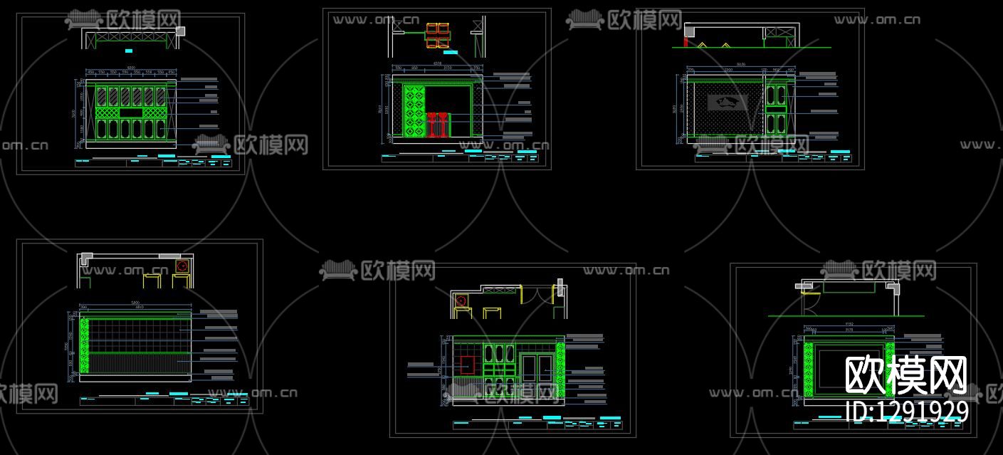 新中式样板房cad施工图下载（渲染图8）