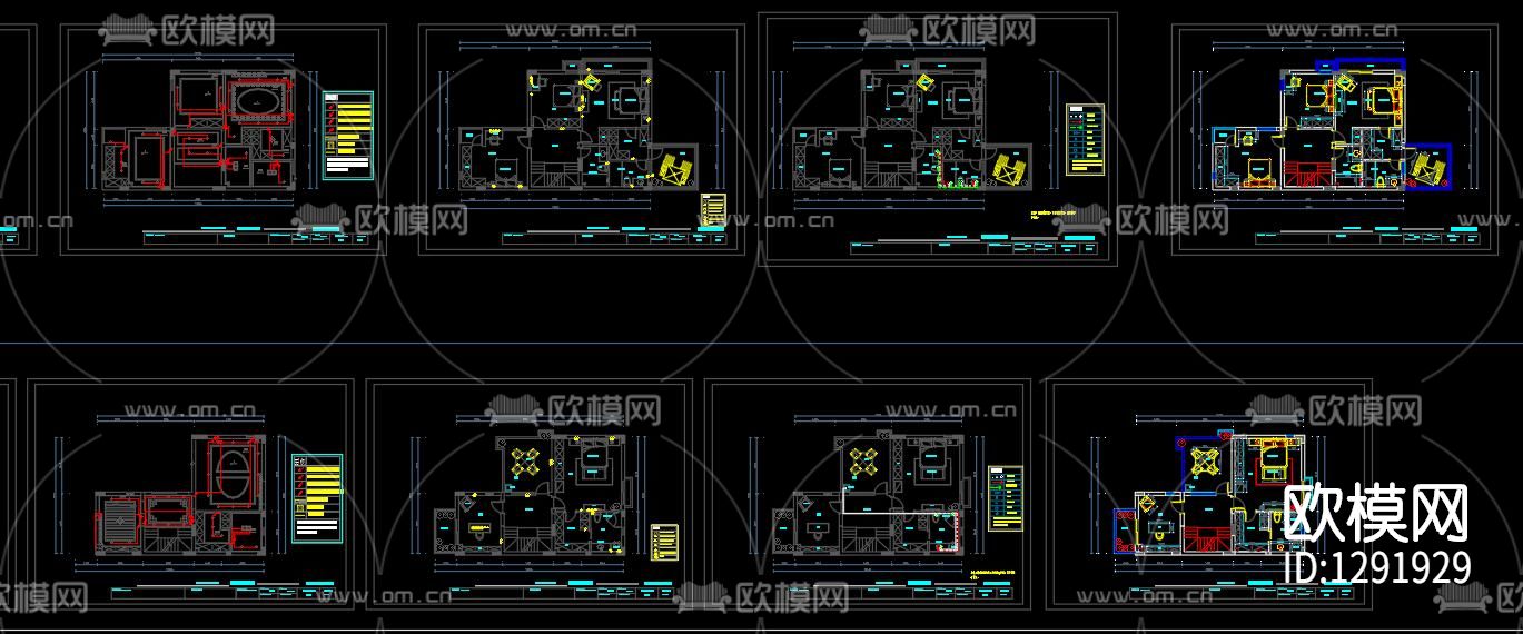 新中式样板房cad施工图下载（渲染图6）