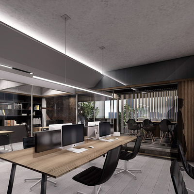  现代公司办公区su模型 