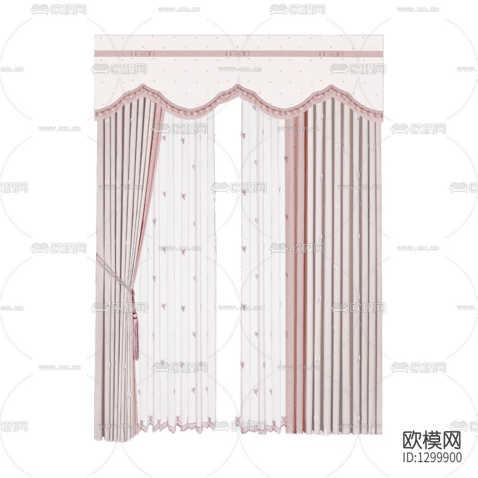 北欧简约粉色蝴蝶印花窗帘下载