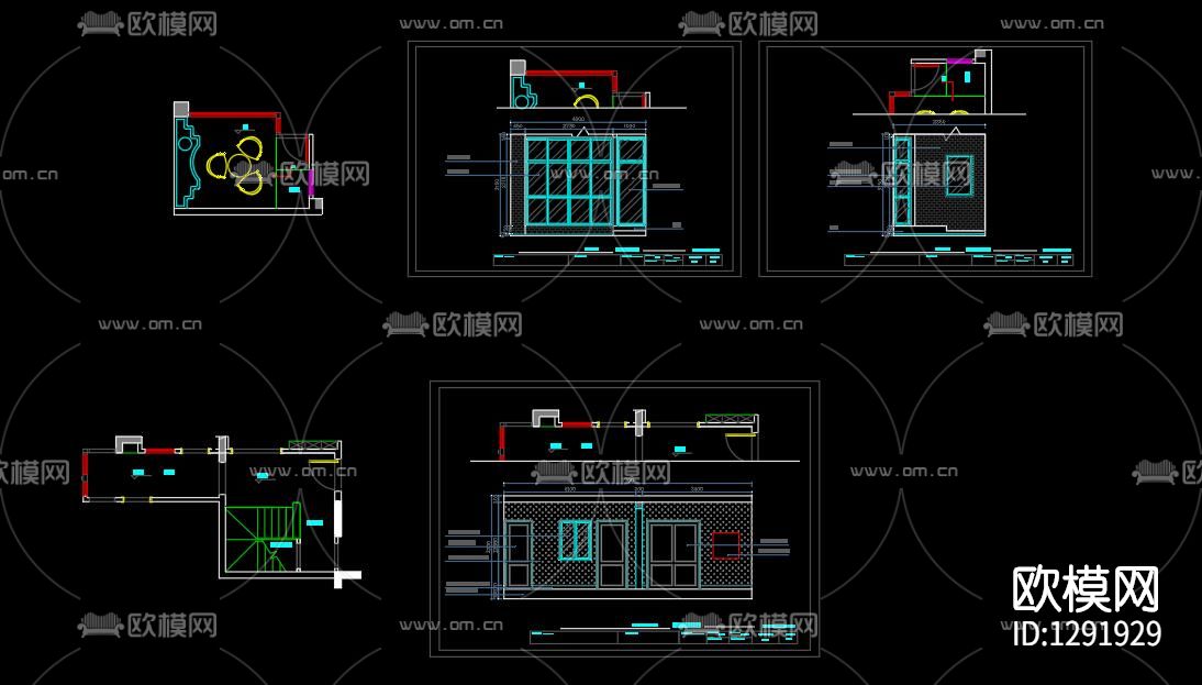 新中式样板房cad施工图下载（渲染图9）