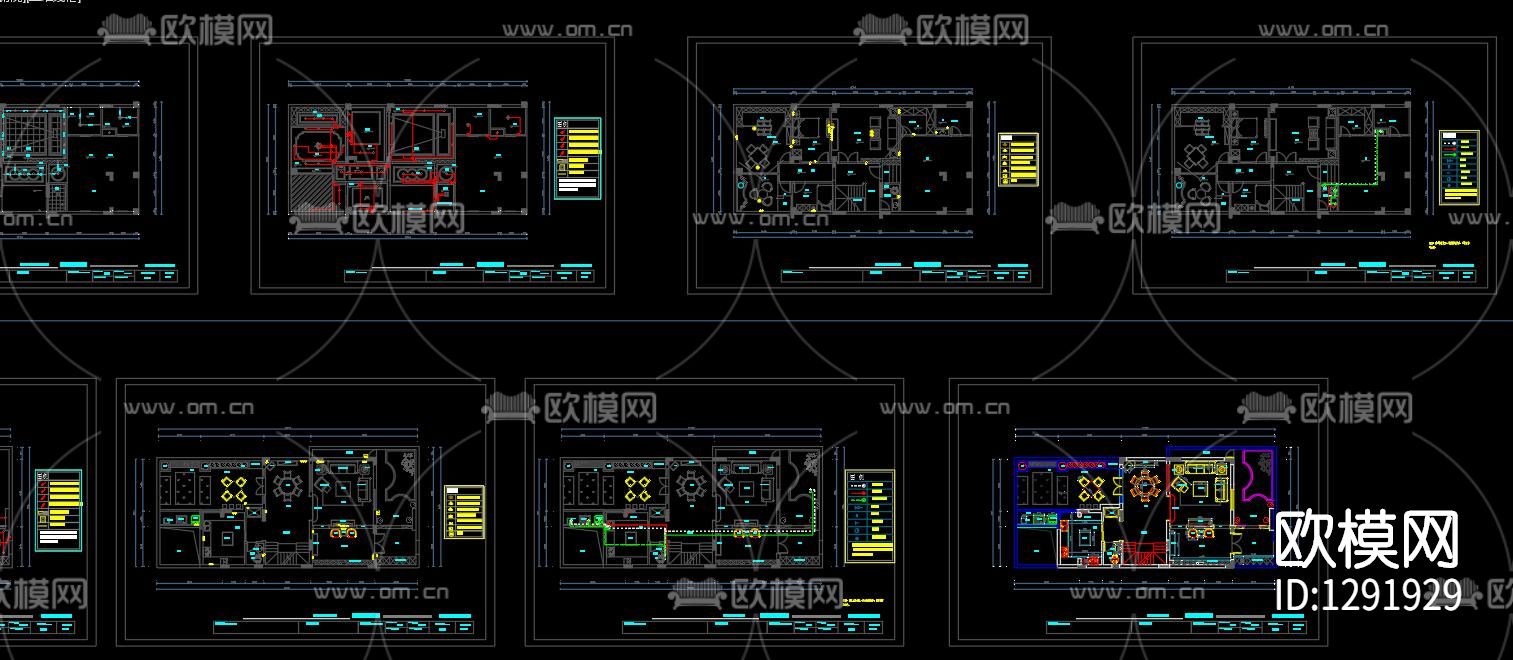 新中式样板房cad施工图下载（渲染图7）