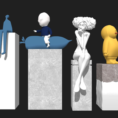 现代抽象人物雕塑su模型