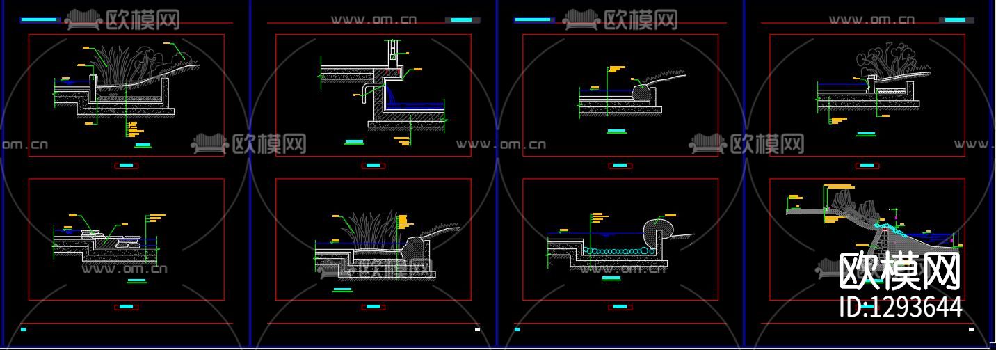 园林水景cad施工图下载（渲染图2）