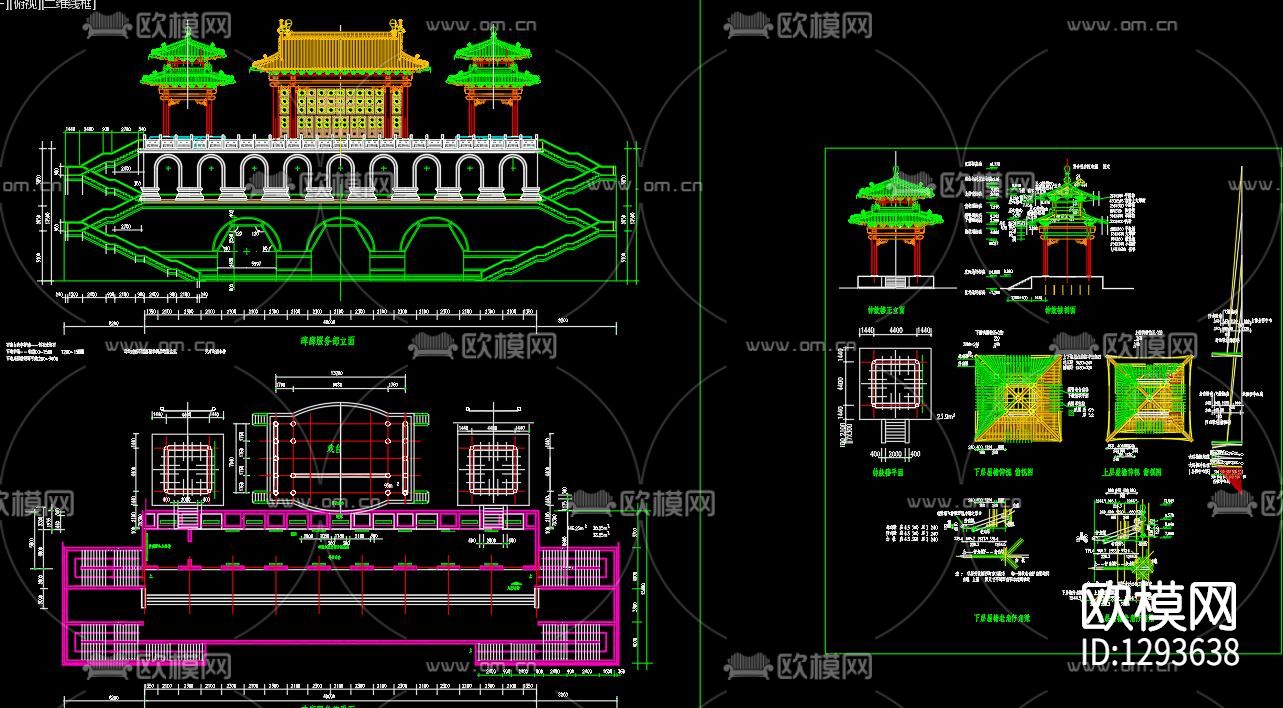 古代钟楼cad施工图下载（渲染图3）