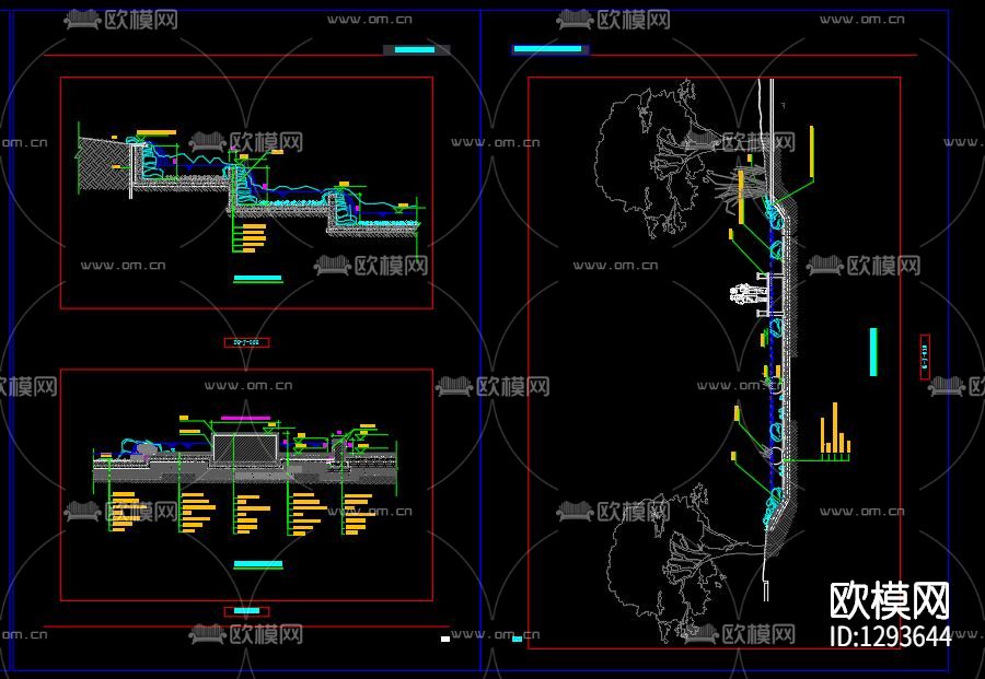 园林水景cad施工图下载（渲染图1）