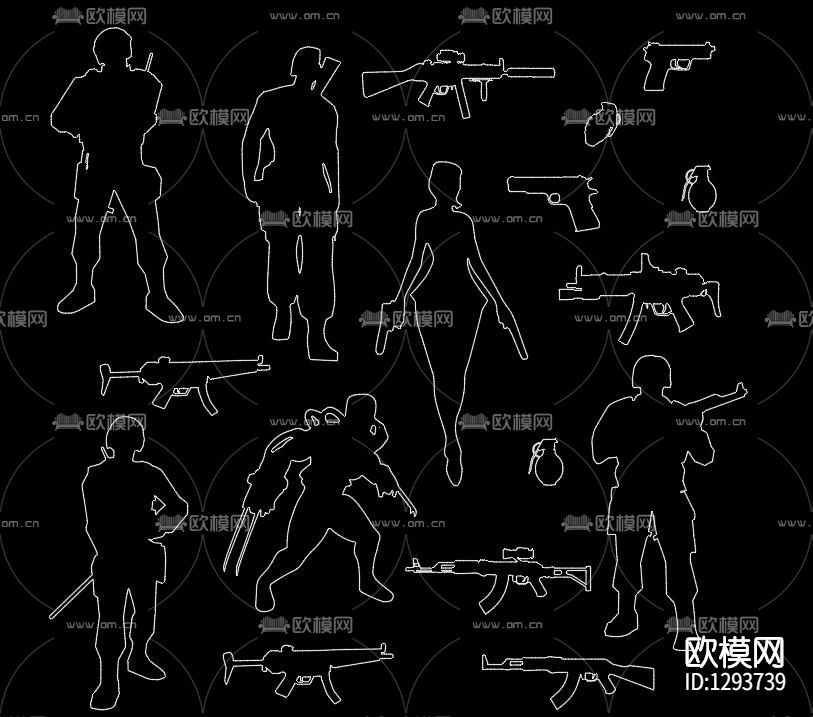 军人CAD人物下载（渲染图1）