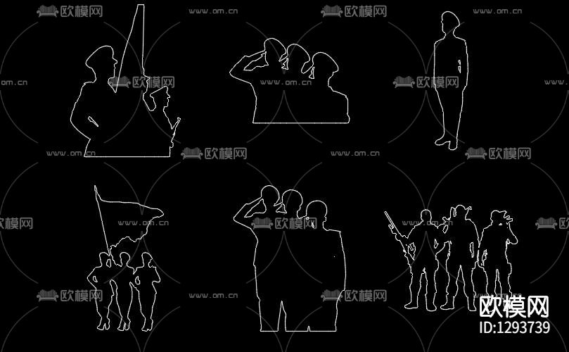 军人CAD人物下载（渲染图7）