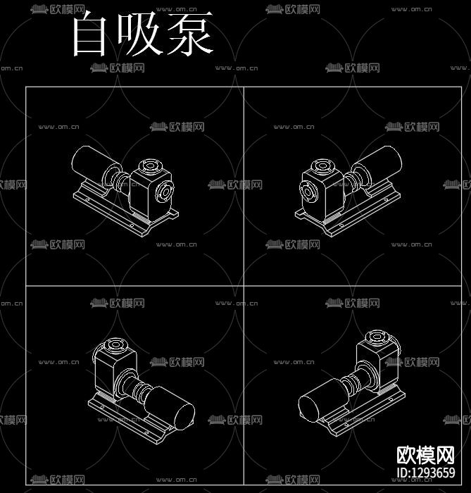 污水处理系统常见设备轴测cad图库下载（渲染图4）