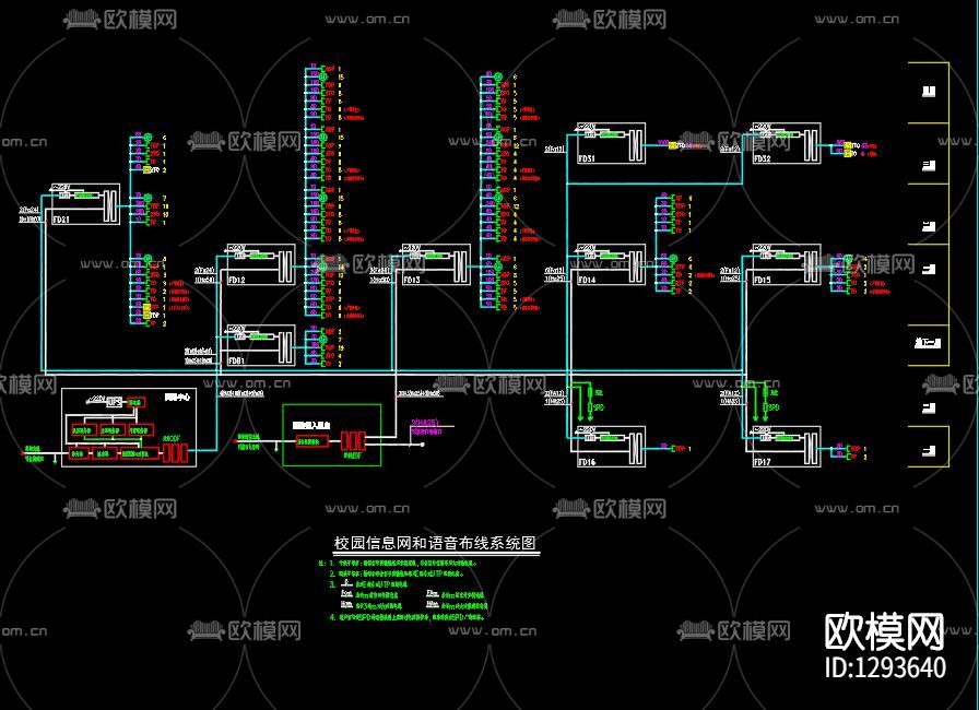 小学弱电智能化系统图节点大样下载（渲染图9）