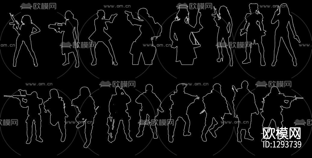 军人CAD人物下载（渲染图4）