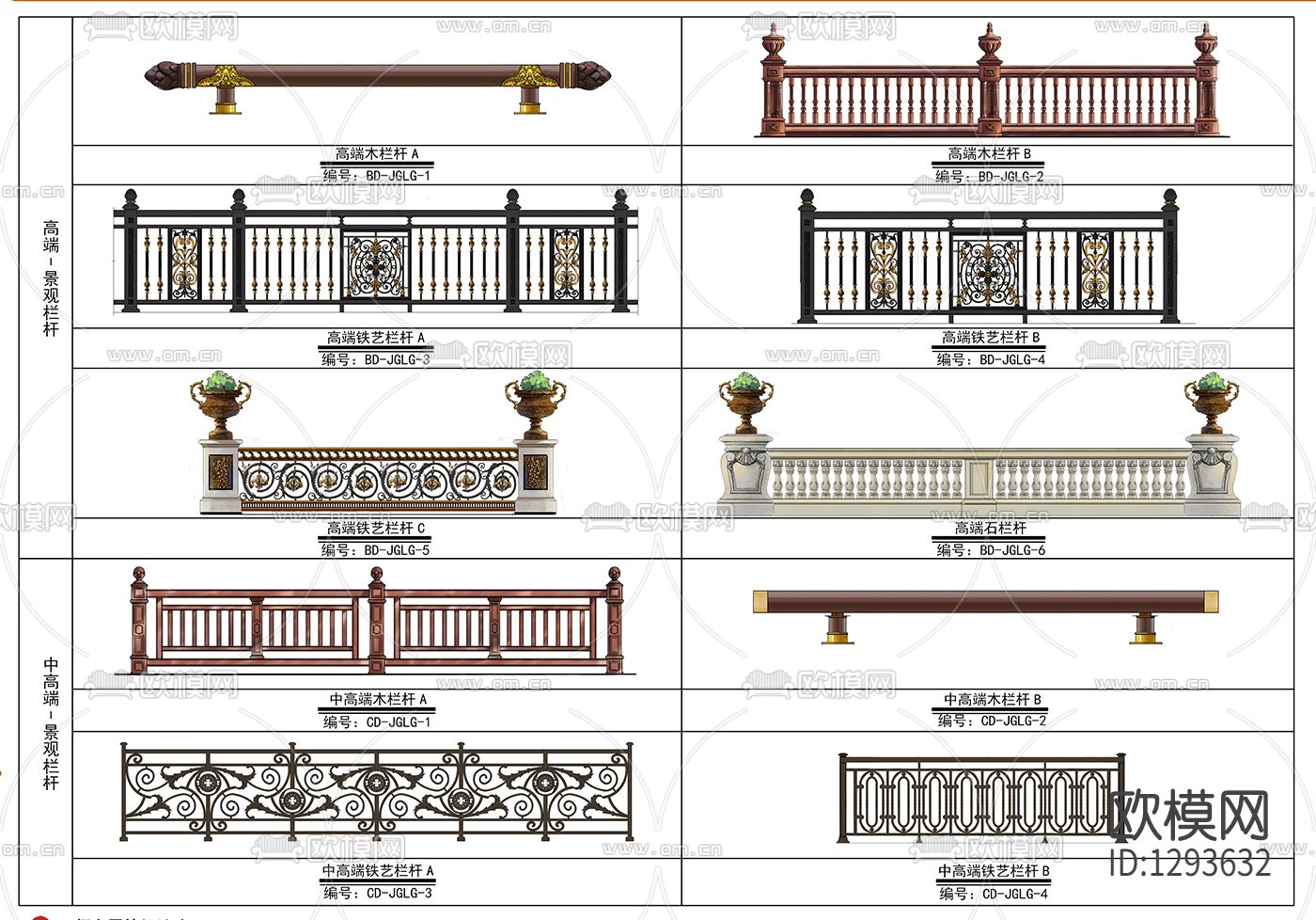 景观栏杆节点大样下载（渲染图1）