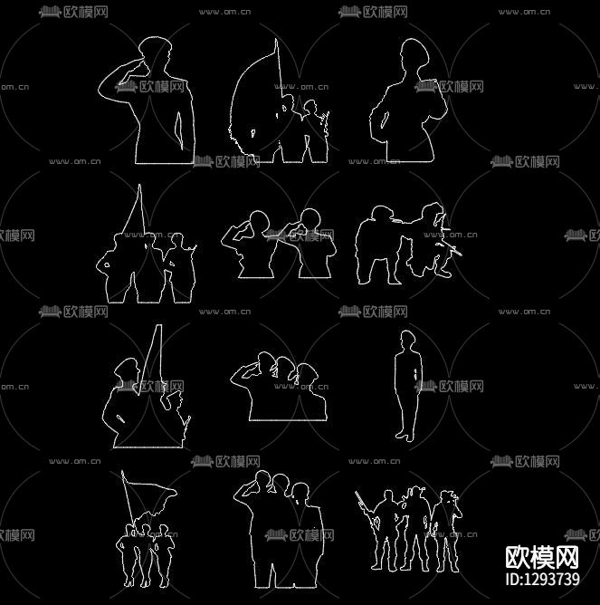 军人CAD人物下载（渲染图8）