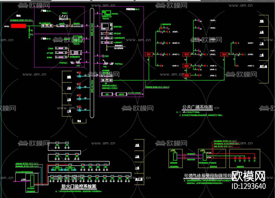小学弱电智能化系统图节点大样下载（渲染图1）